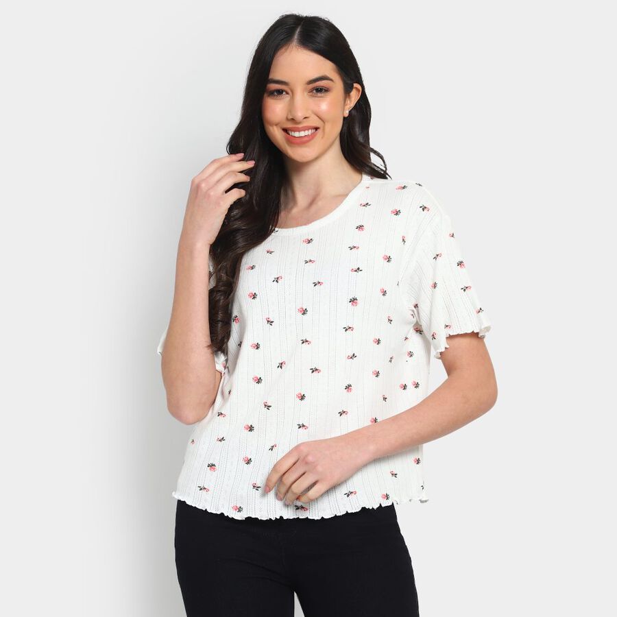 Ladies' 100% Cotton Top, Off White, large image number null